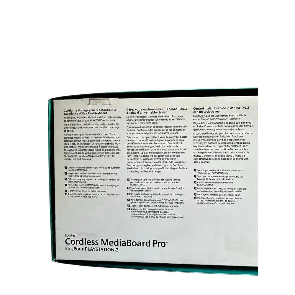 Logitech Cordless MediaBoard Pro Keyboard & Controller for PS 3 – Tested OG Box